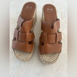NORDSTROM MARC FISHER PLATFORM WEDGES /sandal heel espadrilles TAN LEATHER 7